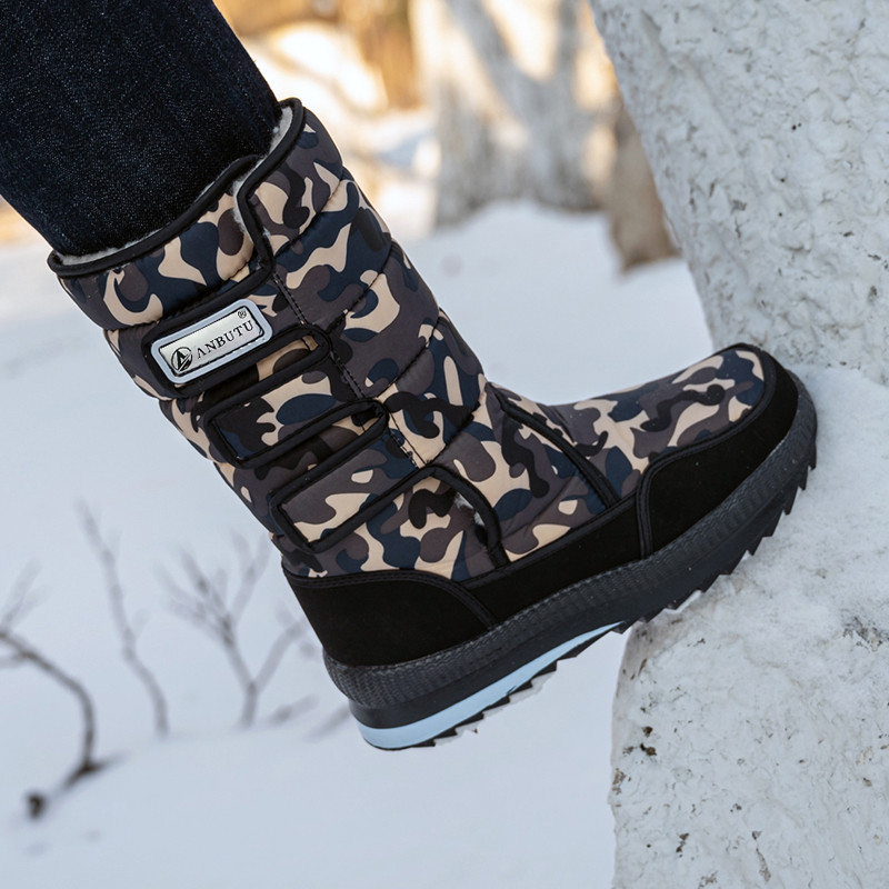 Cizme de iarnă pentru bărbați cu platformă Cizme de zăpadă pentru bărbați, calde, groase, din pluș, impermeabile, pentru pescuit în aer liber, cizme de lucru Plus mărimea 36-47