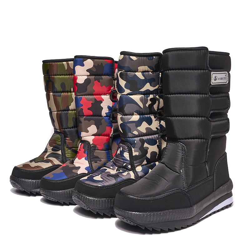 Cizme de iarnă pentru bărbați cu platformă Cizme de zăpadă pentru bărbați, calde, groase, din pluș, impermeabile, pentru pescuit în aer liber, cizme de lucru Plus mărimea 36-47