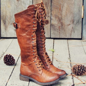 Dámske šnurovacie rytierske čižmy, jesenná móda, retro opasok, veľká veľkosť, okrúhla špička, nízky podpätok, topánky, Zapatos Platforma Mujer