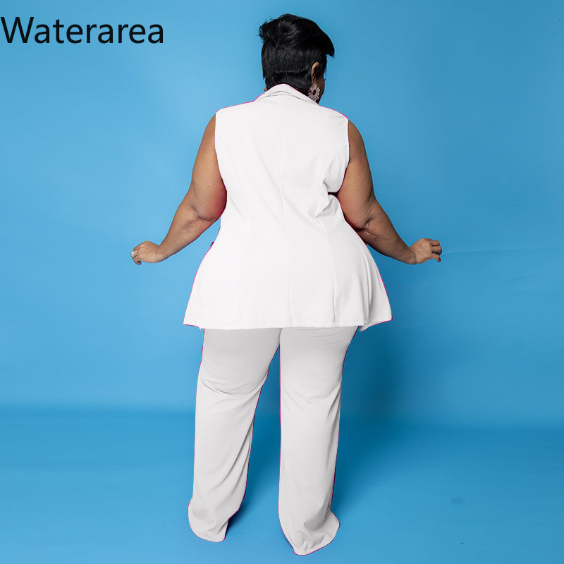 Waterarea Plus Size Solid naiste dressid Seksikas varrukateta mantel + Olkaimeta Crop Top + Laia säärega püksid OL Casual kolmeosaline komplekt