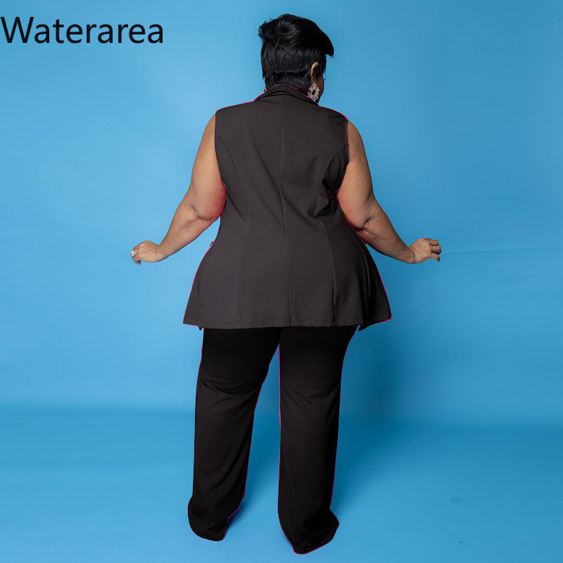 Waterarea Plus Size Solid naiste dressid Seksikas varrukateta mantel + Olkaimeta Crop Top + Laia säärega püksid OL Casual kolmeosaline komplekt