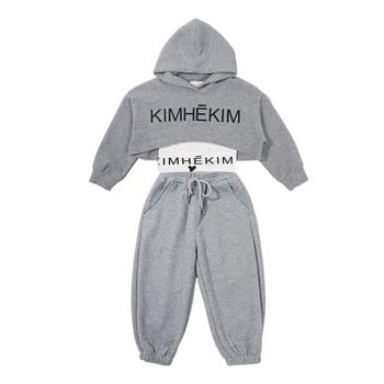 Ανοιξιάτικο φθινόπωρο για κορίτσια Alphabet Crop Hoodie+Sweatpant+Tee Tops Σετ Σχολικά Παιδικά Φόρμα Παιδική 3PCS Στολή Αθλητικά Κοστούμια 3-14 ετών