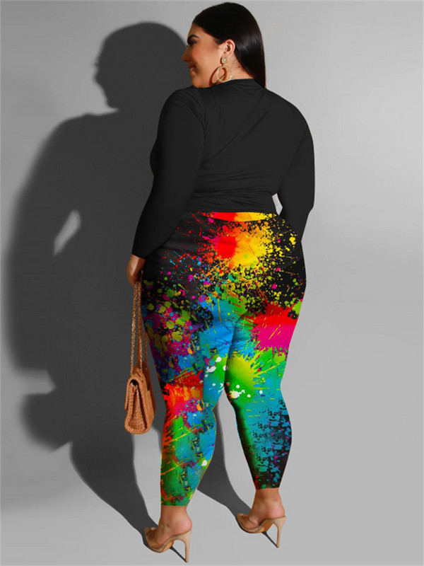 Wmstar Plus-suuruses kaheosalised rõivad Naiste riided püksid komplektid trükitud kõrge vöökohaga veniv pikkade varrukatega mood vabaaja hulgimüük