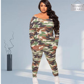 Καμουφλάζ Σετ δύο τεμαχίων Γυναικεία Ρούχα Plus Size Casual Φούτερ ελαστική μέση Ρούχα σπιτιού Νέο στυλ Χονδρική Dropshipping