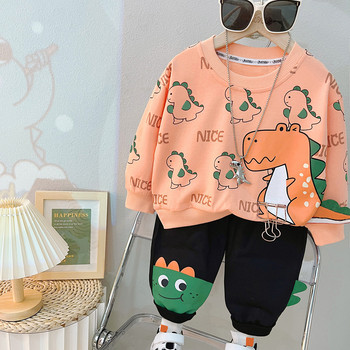 Σετ για αγόρια Φθινοπωρινά παιδικά αθλητικά κοστούμια μωρό καρτούν δεινόσαυρος φούτερ Τζιν Παιδικά αθλητικά ρούχα Βρεφικά ρούχα