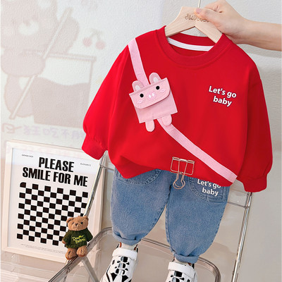 Haine pentru copii Seturi de ținute pentru fete Îmbrăcăminte băieți 2023 de primăvară pentru bebeluși nou-născuți desene animate tricou cu mânecă lungă blugi 2 buc.