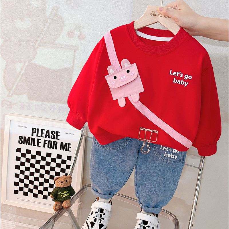 Haine pentru copii Seturi de ținute pentru fete Îmbrăcăminte băieți 2023 de primăvară pentru bebeluși nou-născuți desene animate tricou cu mânecă lungă blugi 2 buc.