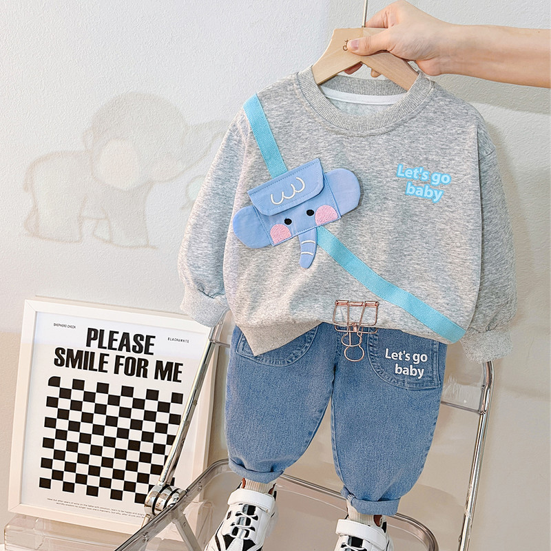 Haine pentru copii Seturi de ținute pentru fete Îmbrăcăminte băieți 2023 de primăvară pentru bebeluși nou-născuți desene animate tricou cu mânecă lungă blugi 2 buc.
