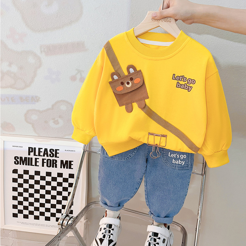 Haine pentru copii Seturi de ținute pentru fete Îmbrăcăminte băieți 2023 de primăvară pentru bebeluși nou-născuți desene animate tricou cu mânecă lungă blugi 2 buc.