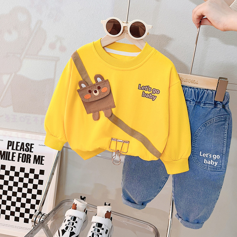 Haine pentru copii Seturi de ținute pentru fete Îmbrăcăminte băieți 2023 de primăvară pentru bebeluși nou-născuți desene animate tricou cu mânecă lungă blugi 2 buc.