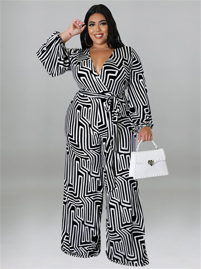 Wmstar Plus Size Γυναικεία Ολόσωμη φόρμα στάμπας Καλοκαιρινή Ολόσωμη Δαντέλα με στάμπα επάνω Casual Φαρδύ πόδι Bodysuit Hot πώληση Χονδρική Dropshipping