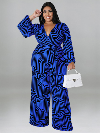 Wmstar Plus Size Γυναικεία Ολόσωμη φόρμα στάμπας Καλοκαιρινή Ολόσωμη Δαντέλα με στάμπα επάνω Casual Φαρδύ πόδι Bodysuit Hot πώληση Χονδρική Dropshipping