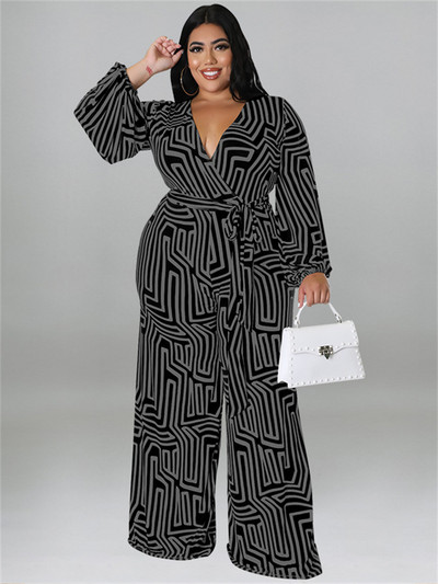 Wmstar Plus Size Γυναικεία Ολόσωμη φόρμα στάμπας Καλοκαιρινή Ολόσωμη Δαντέλα με στάμπα επάνω Casual Φαρδύ πόδι Bodysuit Hot πώληση Χονδρική Dropshipping