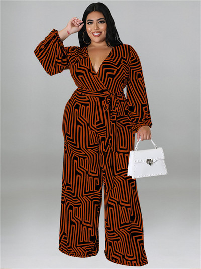 Wmstar Plus Size Γυναικεία Ολόσωμη φόρμα στάμπας Καλοκαιρινή Ολόσωμη Δαντέλα με στάμπα επάνω Casual Φαρδύ πόδι Bodysuit Hot πώληση Χονδρική Dropshipping