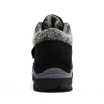 VANCAT Мъжки ботуши Зима с кожа 2019 Топли ботуши за сняг Мъжки зимни ботуши Работни обувки Мъжки обувки Модни гумени обувки до глезена 39-46