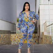 Îmbrăcăminte pentru femei de dimensiuni mari Set două piese ținute sexy de toamnă Body cu mâneci lungi Seturi de cămașă și pantaloni Dropshipping cu ridicata