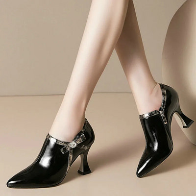 Cresfimix Botas Femininas Brand Botine scurte de toamnă din piele lacuită de înaltă calitate pentru toamnă și iarnă Cizme drăguțe pentru femei A799