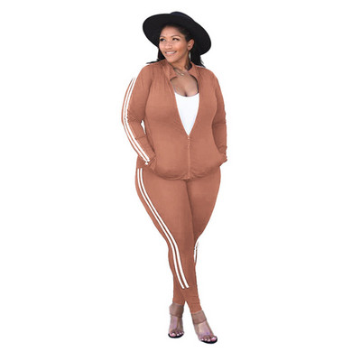 Plus Size Γυναικεία Ρούχα Αθλητικό γιλέκο και μακρυμάνικο παλτό δύο τεμαχίων παντελόνι Σετ αθλητικές φόρμες χονδρικής 3xl 4xl 5xl 6xl