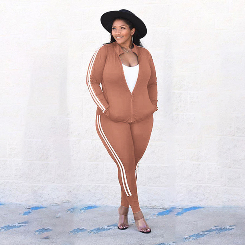 Plus Size Γυναικεία Ρούχα Αθλητικό γιλέκο και μακρυμάνικο παλτό δύο τεμαχίων παντελόνι Σετ αθλητικές φόρμες χονδρικής 3xl 4xl 5xl 6xl