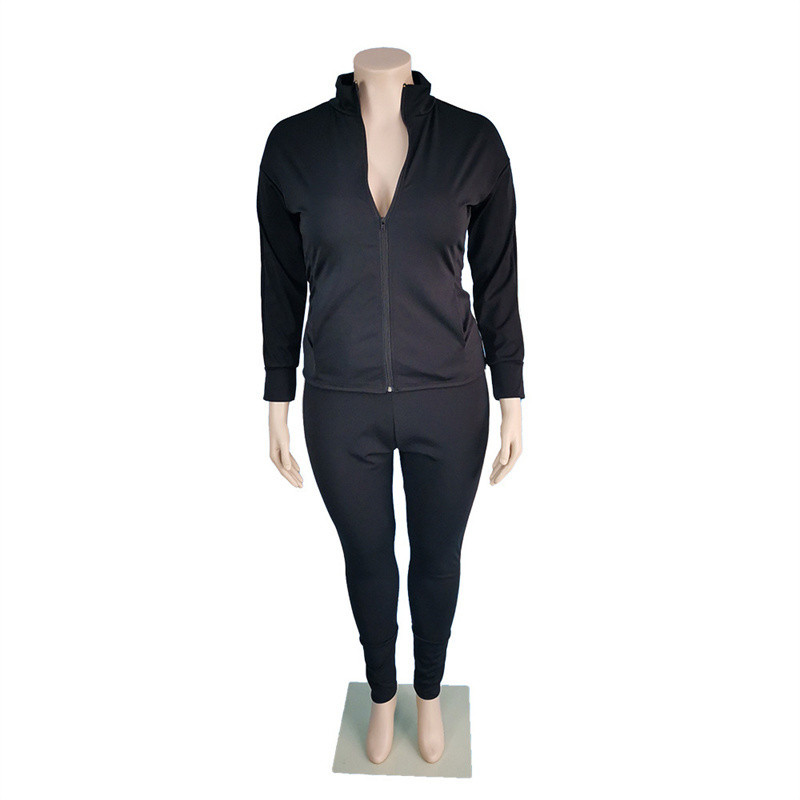 Plus Size Γυναικεία Ρούχα Αθλητικό γιλέκο και μακρυμάνικο παλτό δύο τεμαχίων παντελόνι Σετ αθλητικές φόρμες χονδρικής 3xl 4xl 5xl 6xl