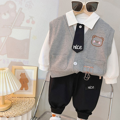Φθινοπωρινά Παιδικά Σετ Ρούχα Βρεφικά Βρεφικά Γιλέκο Μπλουζάκι Παντελόνι 3 τμχ Κοστούμι Βρεφικά Ρούχα Ρούχα Παιδικά Αθλητικά Ενδύματα 0-4 ετών