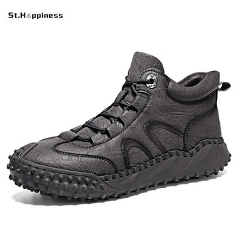 Мъжки кожени ботуши 2023 Външна мода Мъжки обувки Ботуши за планински път Мъжки обувки Устойчиви на износване Удобни работни обувки