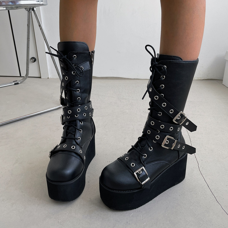 Cizme de damă mărime mare 43 Cizme cu platformă punk gotic INS pantofi de stradă pentru femei