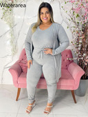 waterarea Fashion Plus Size Γυναικείο σετ Tank + Open Stitch Trench and Pants Fitness Active Two 2 Piece Sets Outfit φόρμα
