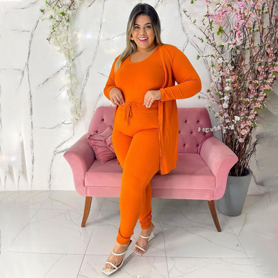 waterarea Fashion Plus Size Γυναικείο σετ Tank + Open Stitch Trench and Pants Fitness Active Two 2 Piece Sets Outfit φόρμα