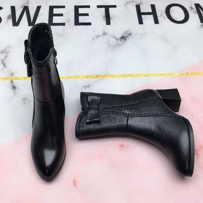 Pantofi de damă 2022, la modă nouă, cizme cu talpă groasă cu fundă, confortabile, rezistente la apă, cu toc la jumătatea gambei, cizme de femei, pantofi pentru femei