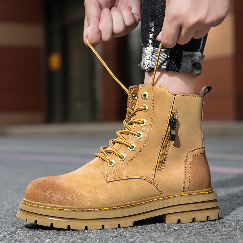 Uued Botas Meeste Nahkjalatsid Mood Mootorrattad Meeste Poolsaapad Meeste Saapad Meeste jalanõud Sõjaväelised kõrged talvepaelad Botas Hombre