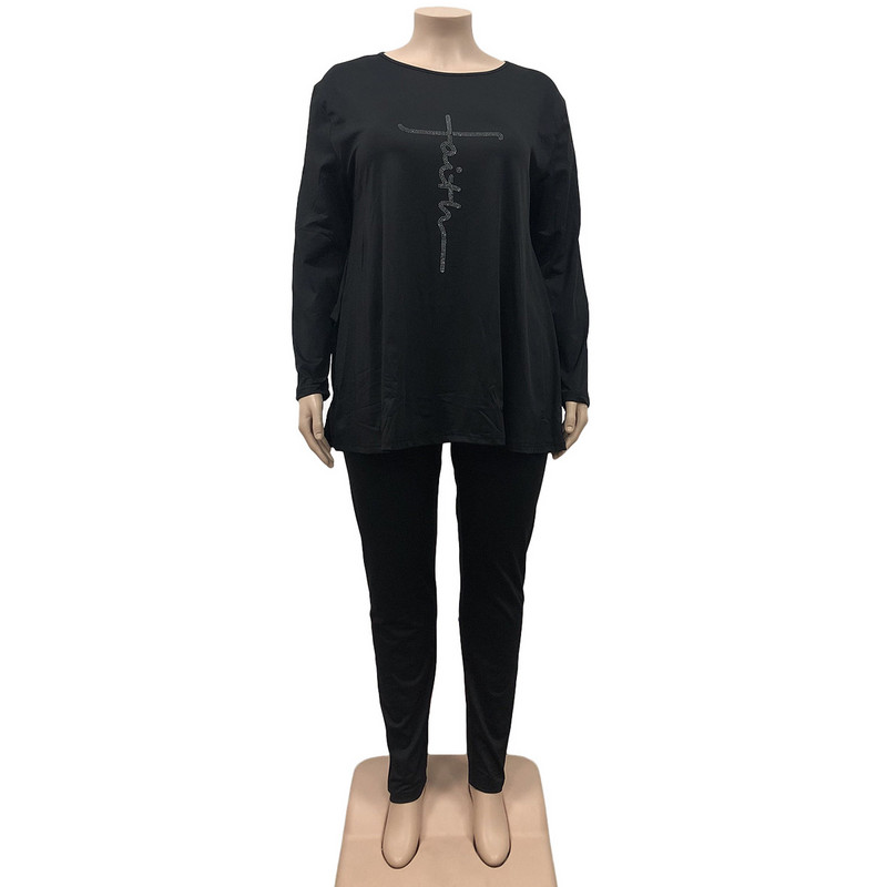 SOMO Fashion Hot Drill 2-osalised komplektid Naiste riietus Sügisene kaelusega pikad püksid Suures suuruses sobivad komplektid Hulgimüük Dropshipping