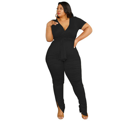 Plus Size Two Piece Outfits Γυναικεία Ρούχα Καλοκαιρινός Επίδεσμος Κορυφαίο στοιβαγμένο κολάν ασορτί σετ Νέα Ολόκληρα 3xl 4xl 5xl 6xl