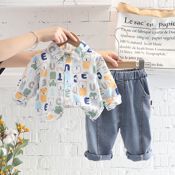 Бебешки комплекти дрехи за момчета 2022 г. Есенни бебешки екипировки Детски анцуг с анимационни мотиви Риза Дънки 2 бр. Костюм Детски ежедневни дрехи