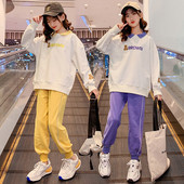 Kevad-sügis tüdrukute kontrastsusega multifilmi toa magamaminekuks mõeldud dressipluus + dressipükste komplekt, laste dressid, koolilapsed, varustus, sörkimiskostüümid 5–16 a.