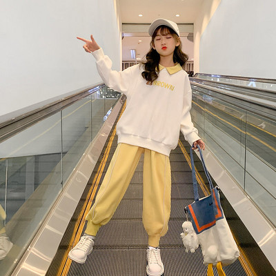 Kevad-sügis tüdrukute kontrastsusega multifilmi toa magamaminekuks mõeldud dressipluus + dressipükste komplekt, laste dressid, koolilapsed, varustus, sörkimiskostüümid 5–16 a.