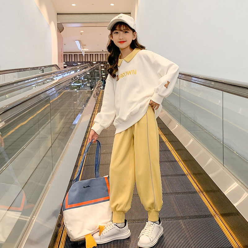 Kevad-sügis tüdrukute kontrastsusega multifilmi toa magamaminekuks mõeldud dressipluus + dressipükste komplekt, laste dressid, koolilapsed, varustus, sörkimiskostüümid 5–16 a.