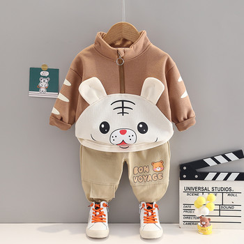 2022 Есенни комплекти дрехи за бебета, момчета, момичета Дрехи за бебета Екипировки Детски анимационни суичъри с тигър Панталони Детско спортно облекло
