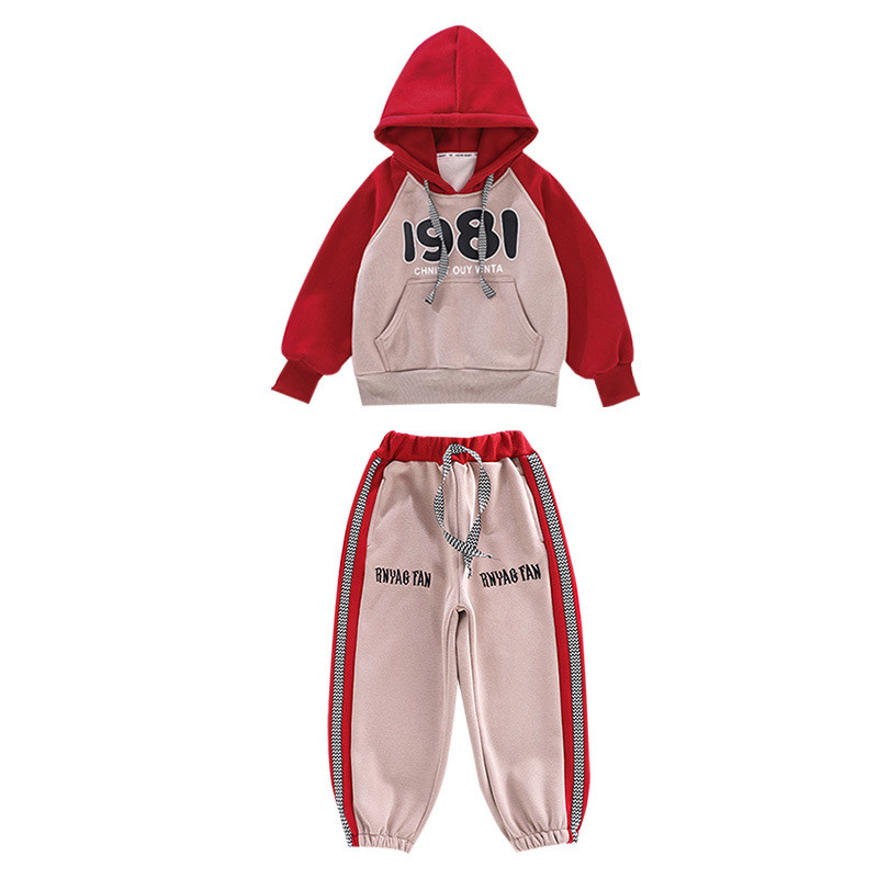 Proljeće Jesen Djevojačka trenirka s kapuljačom u kontrastu + trenirka s uzicom Školska dječja trenirka Dječja odjeća za trčanje 5-16 godina