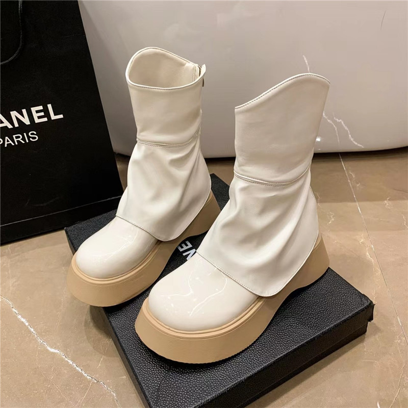 Botine de damă cu fermoar în spate pantofi cu platformă la modă, potrivite pentru cizme sexy de damă cu talpă groasă, toamna 2023