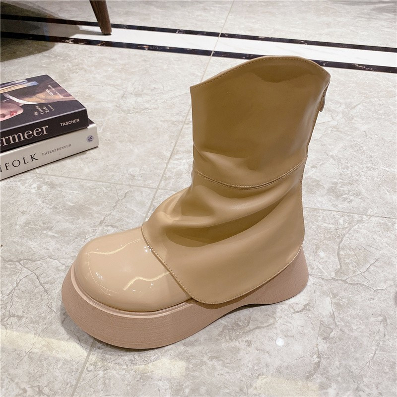 Botine de damă cu fermoar în spate pantofi cu platformă la modă, potrivite pentru cizme sexy de damă cu talpă groasă, toamna 2023