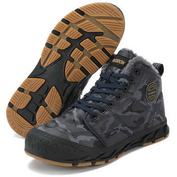 Топли плюшени боти до глезена Мъжки зима 2023 Военен тактически ботуши Ботуши на платформа за туризъм на открито за мъже Камуфлажни ловни обувки