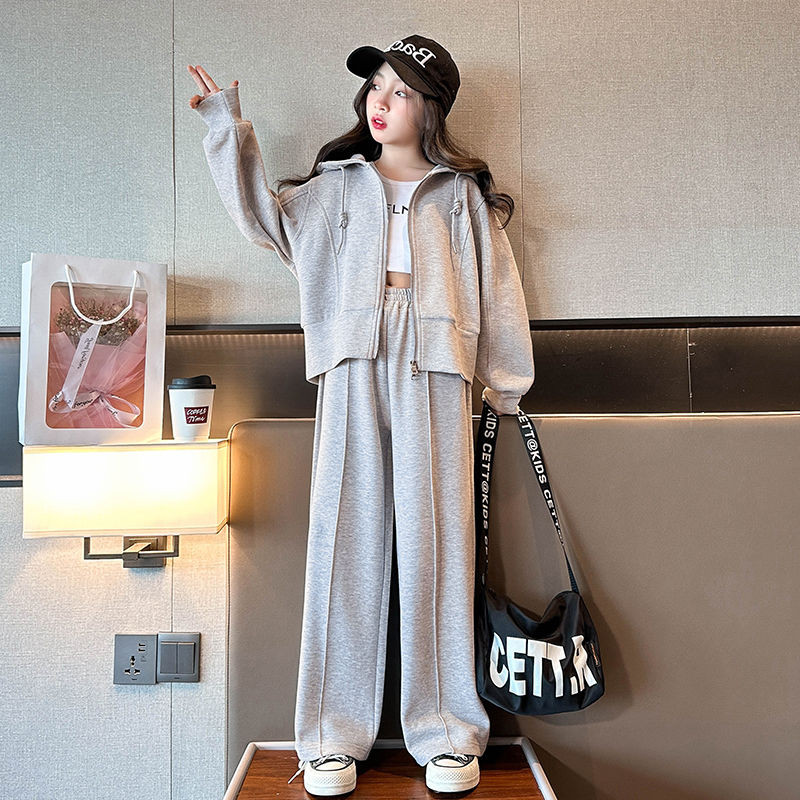 Lányok új tavaszi őszi divat masszív kétrészes sportkészletek 5 6 8 10 12 14 éves fiatalok tizenéves lányok alkalmi utcai ruházata