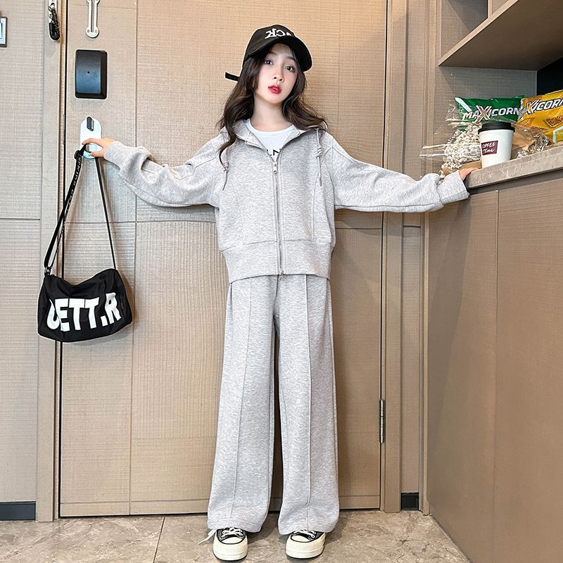 Lányok új tavaszi őszi divat masszív kétrészes sportkészletek 5 6 8 10 12 14 éves fiatalok tizenéves lányok alkalmi utcai ruházata