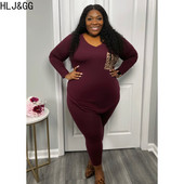 HLJ&GG Plus Size Γυναικεία Ρούχα XL-5XL Casual Leopard Printing V λαιμόκοψη μακρυμάνικο μπλουζάκι + στενό παντελόνι σε δύο τεμάχια ρούχα 2023