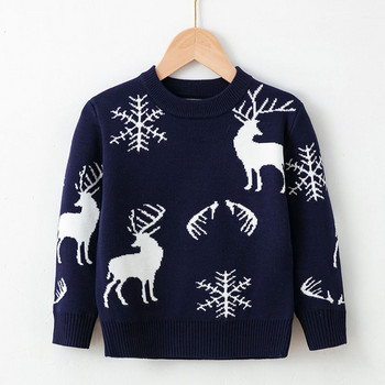 Χριστουγεννιάτικα Ρούχα Βρεφικά πουλόβερ Φθινόπωρο Χειμώνας Παιδικά Αγόρια Κοριτσίστικα Πουλόβερ Cartoon Deer Μακρυμάνικο κάτω πλεκτό πουλόβερ μπλούζες