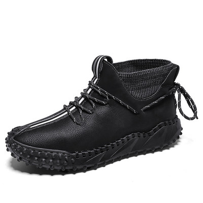 Botine pentru bărbați din piele lucrate manual Cizme occidentale pentru bărbați Moda clasică Cizme pentru motociclete pentru bărbați În aer liber Pantofi de lucru pentru bărbați Dimensiune mare