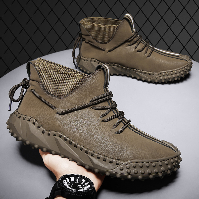 Botine pentru bărbați din piele lucrate manual Cizme occidentale pentru bărbați Moda clasică Cizme pentru motociclete pentru bărbați În aer liber Pantofi de lucru pentru bărbați Dimensiune mare