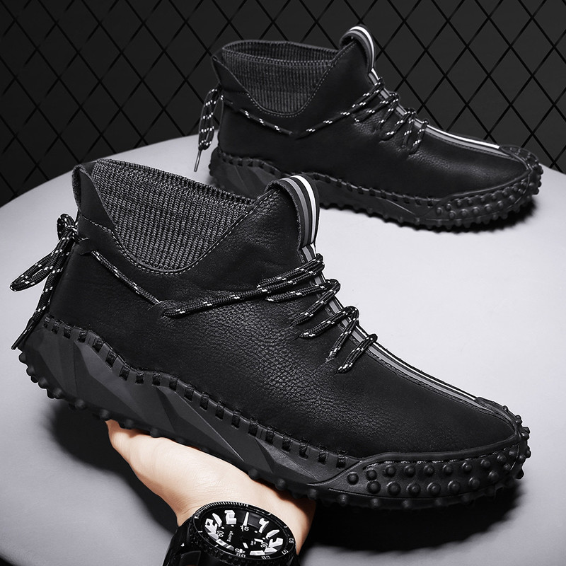 Botine pentru bărbați din piele lucrate manual Cizme occidentale pentru bărbați Moda clasică Cizme pentru motociclete pentru bărbați În aer liber Pantofi de lucru pentru bărbați Dimensiune mare