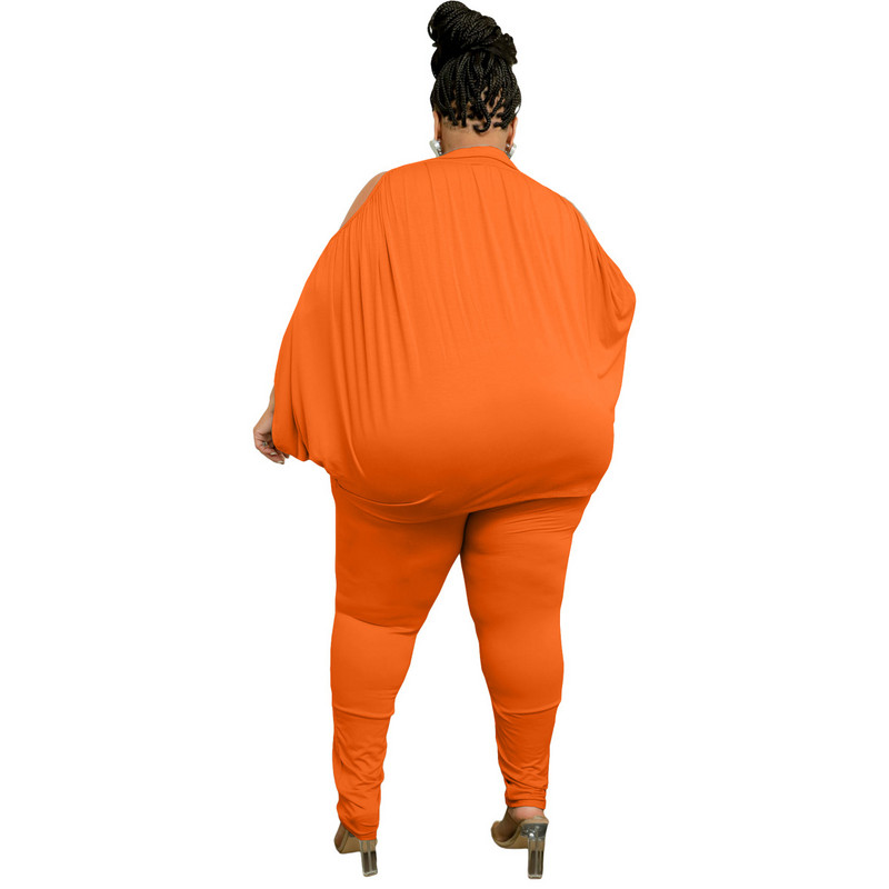 WSFEC XL-5XL Plus Size Two Piece Σετ Γυναικεία Ρούχα Καλοκαίρι 2023 Ολόσωμο κοντά μανίκια, χαλαρά κοστούμια παντελονιών, ασορτί σετ